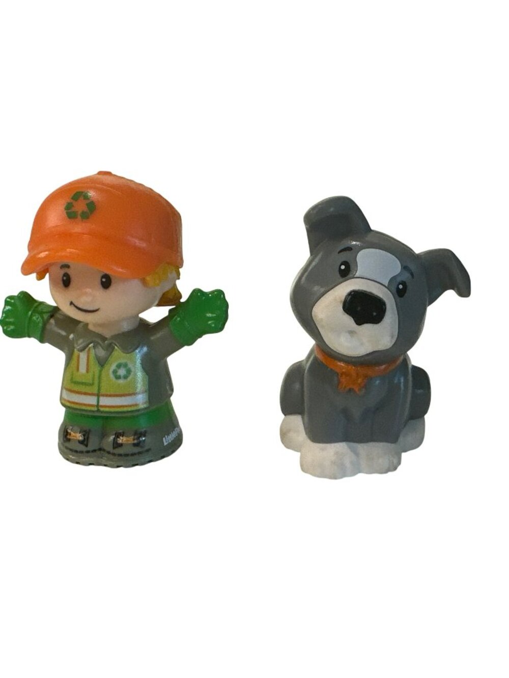 Fisher-Price Little People Recycling Worker & Dog Figures Lot of 2 Toys Pretend